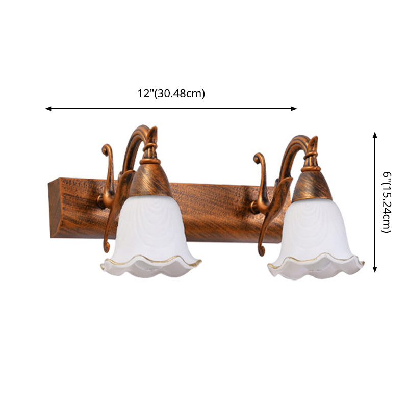 Skørter | 2 Lights Bathroom Lighting American Waterproof Lamp above Mirror in White Glass Shade