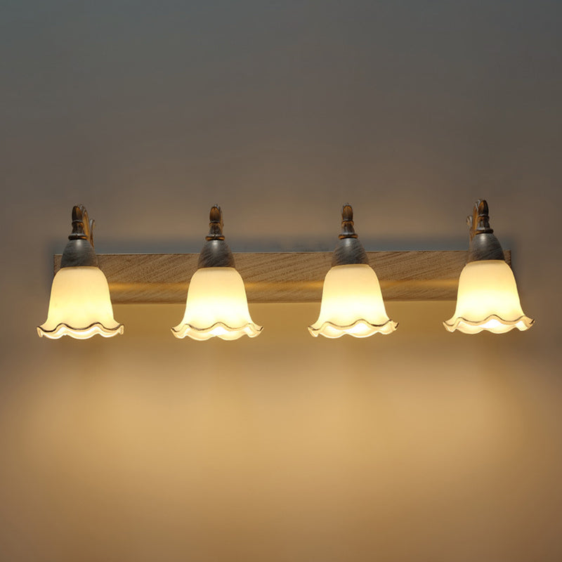Skørter | 2 Lights Bathroom Lighting American Waterproof Lamp above Mirror in White Glass Shade