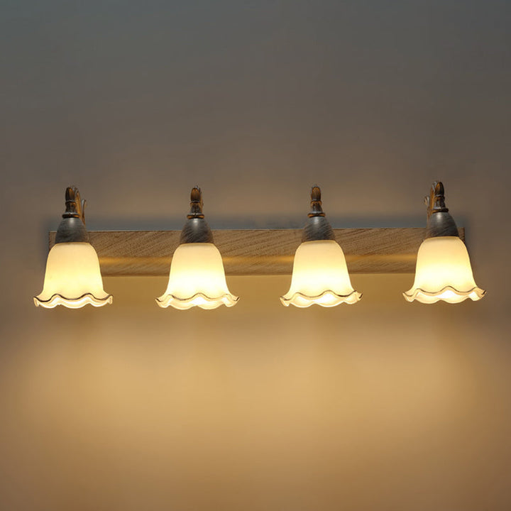 Skørter | 2 Lights Bathroom Lighting American Waterproof Lamp above Mirror in White Glass Shade