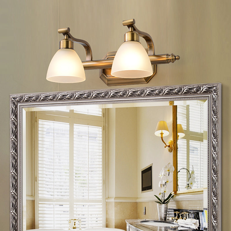 Skørter | American LED Bath Vanity Lighting Brass Bathroom Lighting for Makeup in Matte Glass Shade