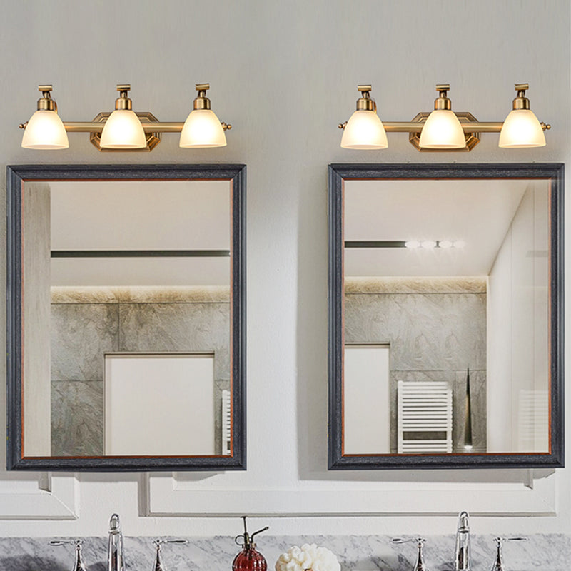 Skørter | American LED Bath Vanity Lighting Brass Bathroom Lighting for Makeup in Matte Glass Shade