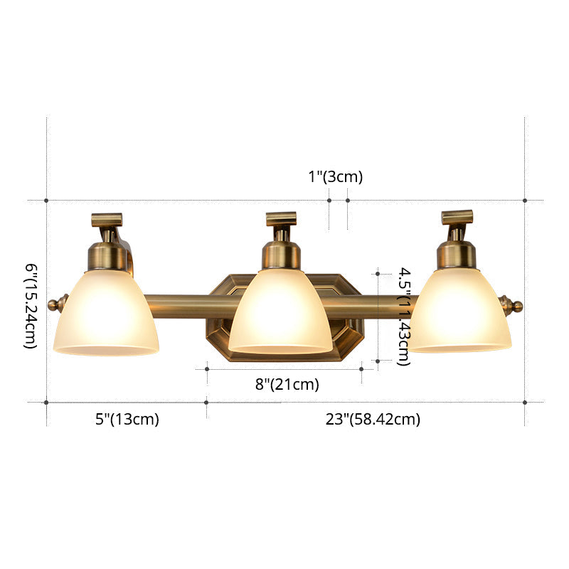 Skørter | American LED Bath Vanity Lighting Brass Bathroom Lighting for Makeup in Matte Glass Shade