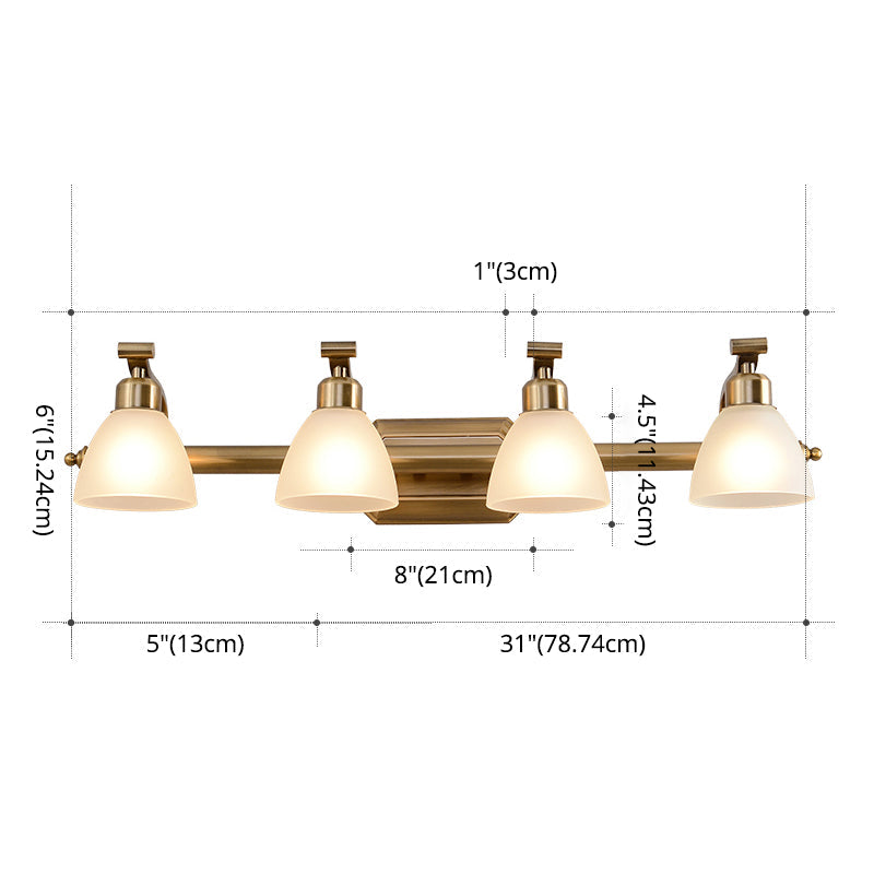 Skørter | American LED Bath Vanity Lighting Brass Bathroom Lighting for Makeup in Matte Glass Shade