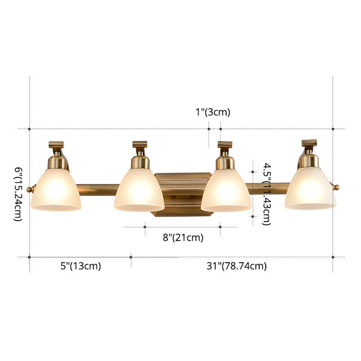 Skørter | American LED Bath Vanity Lighting Brass Bathroom Lighting for Makeup in Matte Glass Shade