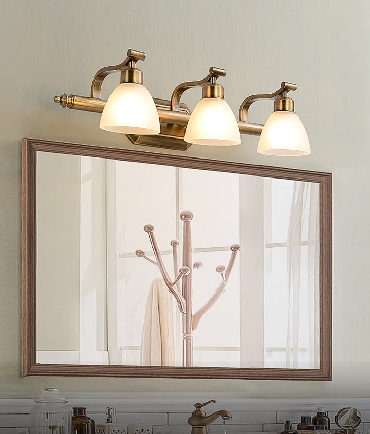 Skørter | American LED Bath Vanity Lighting Brass Bathroom Lighting for Makeup in Matte Glass Shade