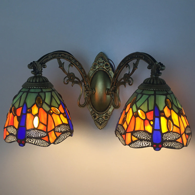 Skørter | Tiffany Vanity Lamp 2 Light Dragonfly Vanity Wall Lamp with Multicolor for Mirror Cabinet