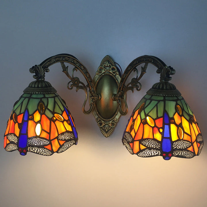 Skørter | Tiffany Vanity Lamp 2 Light Dragonfly Vanity Wall Lamp with Multicolor for Mirror Cabinet