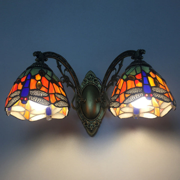 Skørter | Tiffany Vanity Lamp 2 Light Dragonfly Vanity Wall Lamp with Multicolor for Mirror Cabinet