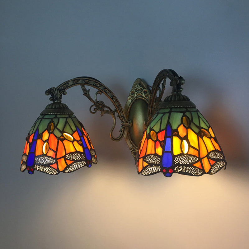 Skørter | Tiffany Vanity Lamp 2 Light Dragonfly Vanity Wall Lamp with Multicolor for Mirror Cabinet