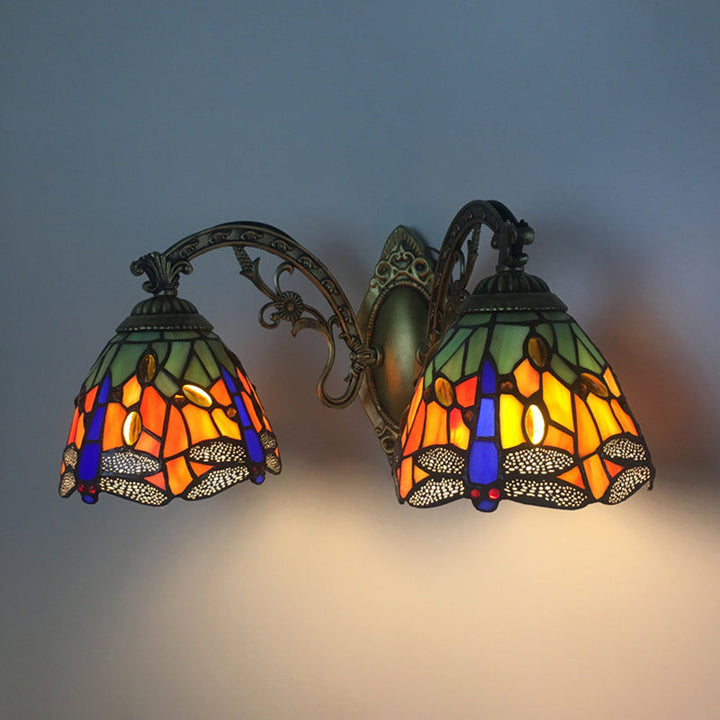 Skørter | Tiffany Vanity Lamp 2 Light Dragonfly Vanity Wall Lamp with Multicolor for Mirror Cabinet