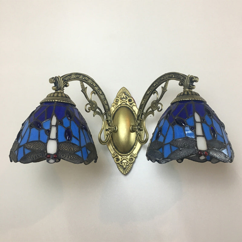 Skørter | Tiffany Vanity Lamp 2 Light Dragonfly Vanity Wall Lamp with Multicolor for Mirror Cabinet