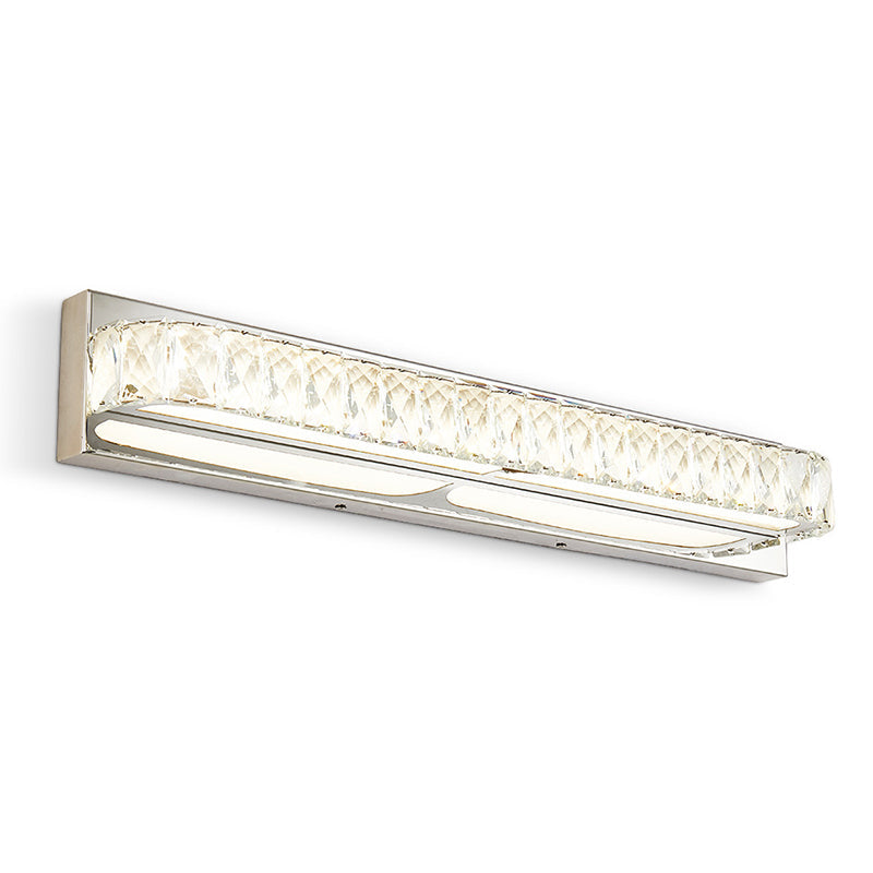 Lisslune | Stainless Steel Base Bathroom Vanity Wall Lights Crystal Embedded Above Mirror Vanity Lights