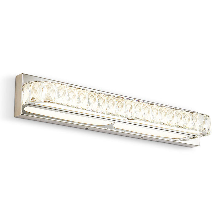 Lisslune | Stainless Steel Base Bathroom Vanity Wall Lights Crystal Embedded Above Mirror Vanity Lights