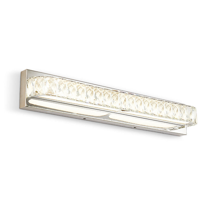 Lisslune | Stainless Steel Base Bathroom Vanity Wall Lights Crystal Embedded Above Mirror Vanity Lights