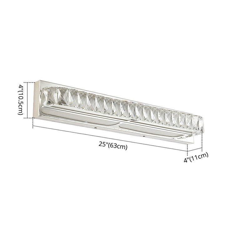 Lisslune | Stainless Steel Base Bathroom Vanity Wall Lights Crystal Embedded Above Mirror Vanity Lights