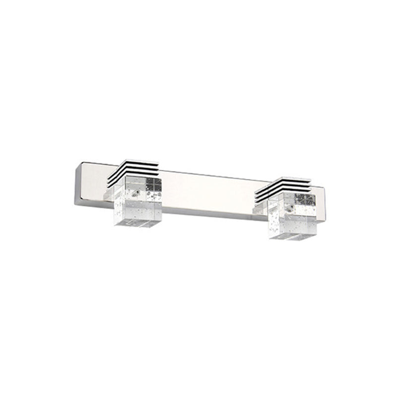 Skørter | Stainless Steel Vanity Light Fixture Modern Style Bubble Crystal Shade Bathroom Wall Lighting