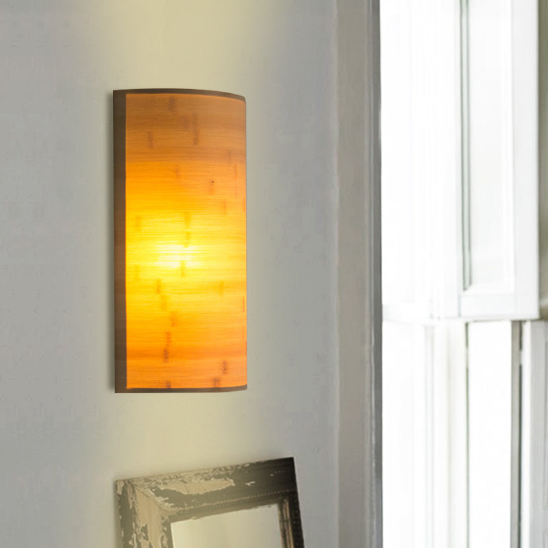 Lisslune | Bamboo Half Cylinder Wall Light Modern 2 Bulbs Wall Lighting Fixture made of Wood for the Living Room