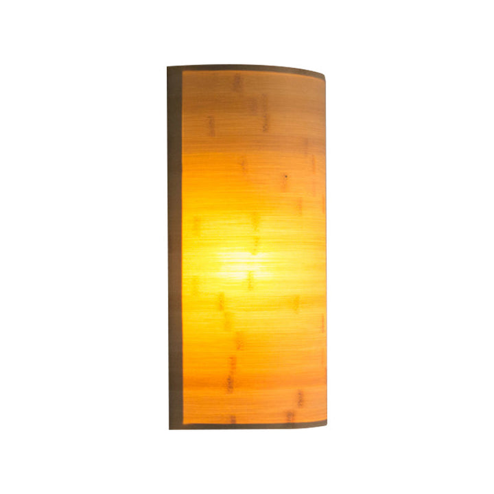Lisslune | Bamboo Half Cylinder Wall Light Modern 2 Bulbs Wall Lighting Fixture made of Wood for the Living Room