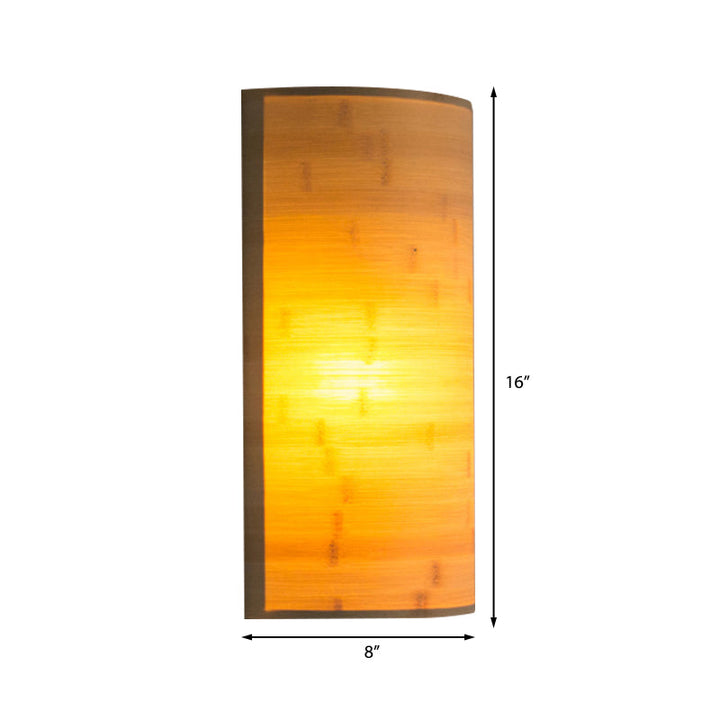 Lisslune | Bamboo Half Cylinder Wall Light Modern 2 Bulbs Wall Lighting Fixture made of Wood for the Living Room