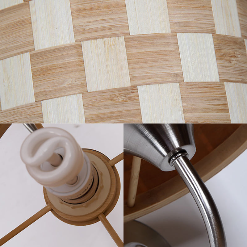 Lisslune | Drum Wall Lighting Traditional Bamboo 1 Lamp Wooden Sconce Lighting Fixture for Dining Room