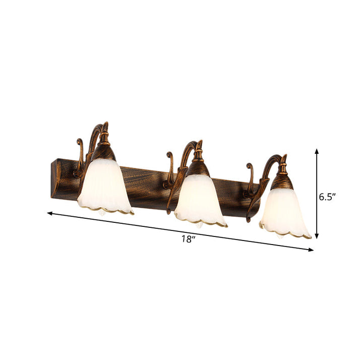 Lisslune | Flower Bath Wall Light Classic Opal Glass 2/3/4 Lights Bronze/White Make-Up Lighting