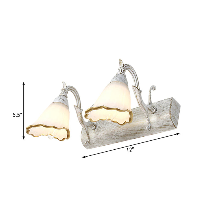 Skørter | Flower Wall Light Classic Opal Glass 2/3/4 Lights Bronze/White Make-Up Lighting