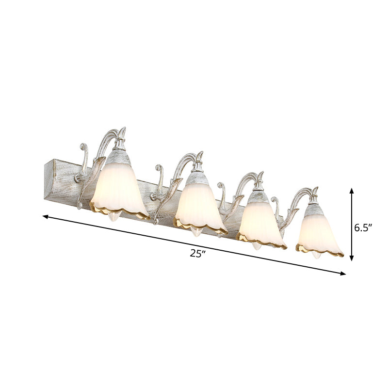 Skørter | Flower Wall Light Classic Opal Glass 2/3/4 Lights Bronze/White Make-Up Lighting