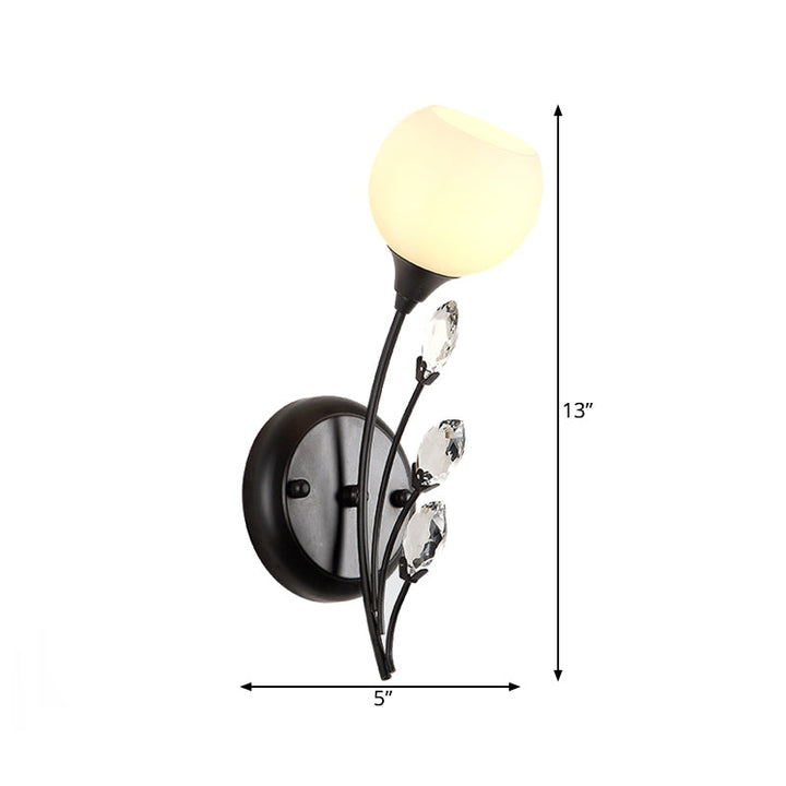 Skørter | Bubble Shade White Glass Wall Lamp Rustic 1/2 Lights Dining Room Wall Mounted Lamp in Black