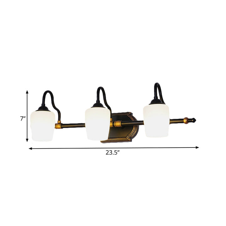 Skørter | 2/3/4 Lights Cup Shade Vanity Wall Light Classic White Glass Wall Mounted Lighting for the Bathroom