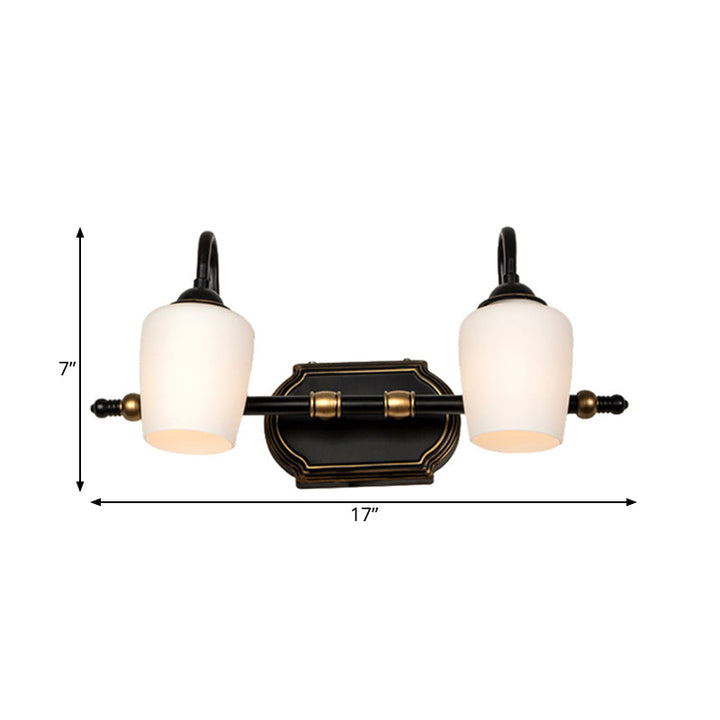 Skørter | 2/3/4 Lights Cup Shade Vanity Wall Light Classic White Glass Wall Mounted Lighting for the Bathroom