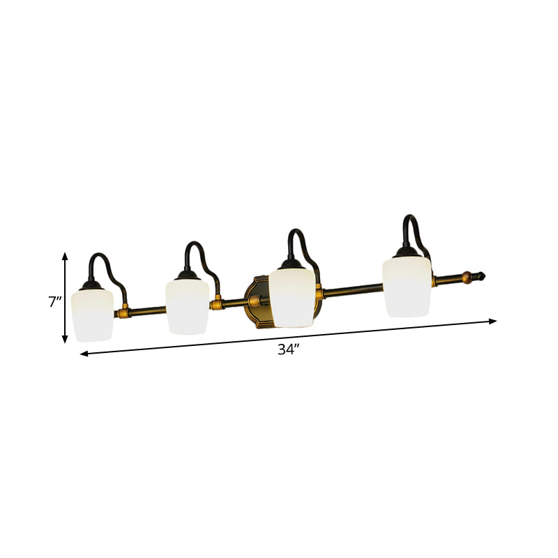 Skørter | 2/3/4 Lights Cup Shade Vanity Wall Light Classic White Glass Wall Mounted Lighting for the Bathroom