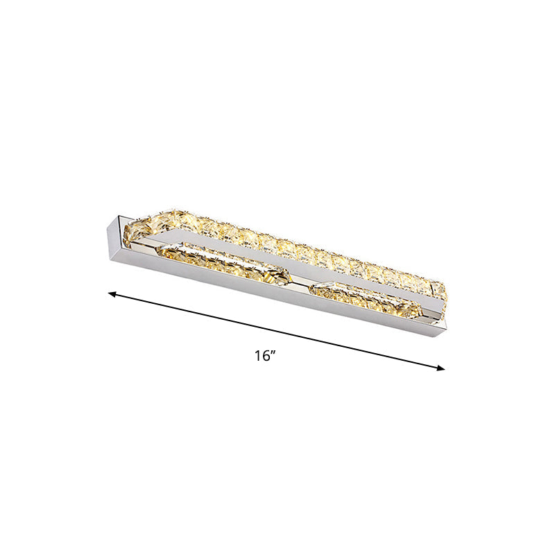 Skørter | Linear Bathroom Vanity Wall Lamp Clear/Seconds Crystal 16"/22" W LED Contemporary Wall Lamp in Warm/White Light