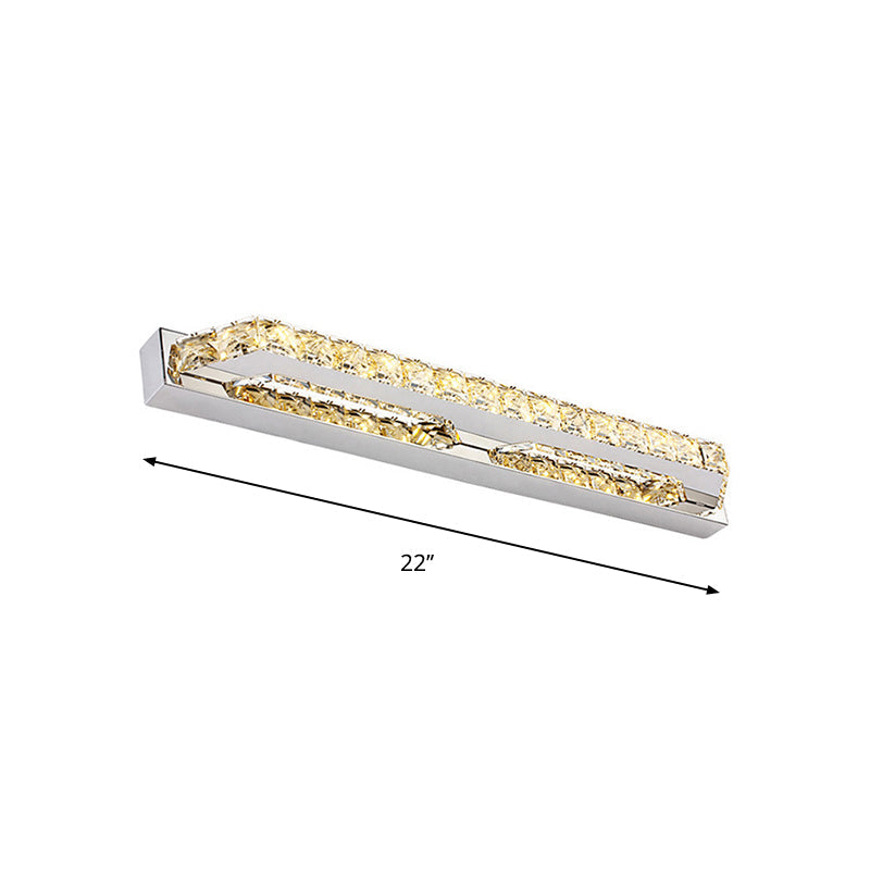 Skørter | Linear Bathroom Vanity Wall Lamp Clear/Seconds Crystal 16"/22" W LED Contemporary Wall Lamp in Warm/White Light