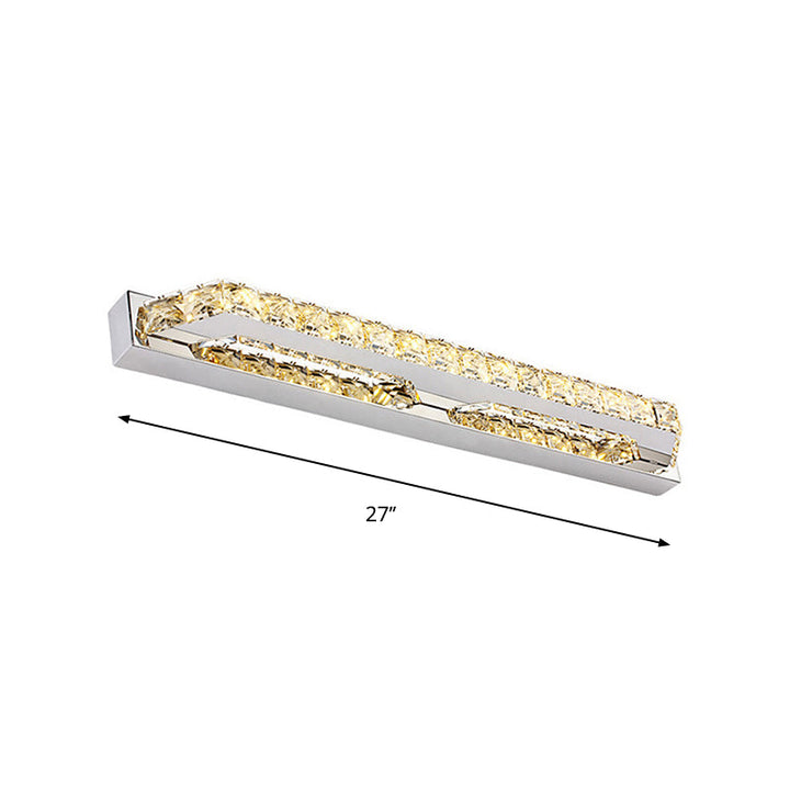 Skørter | Linear Bathroom Vanity Wall Lamp Clear/Seconds Crystal 16"/22" W LED Contemporary Wall Lamp in Warm/White Light