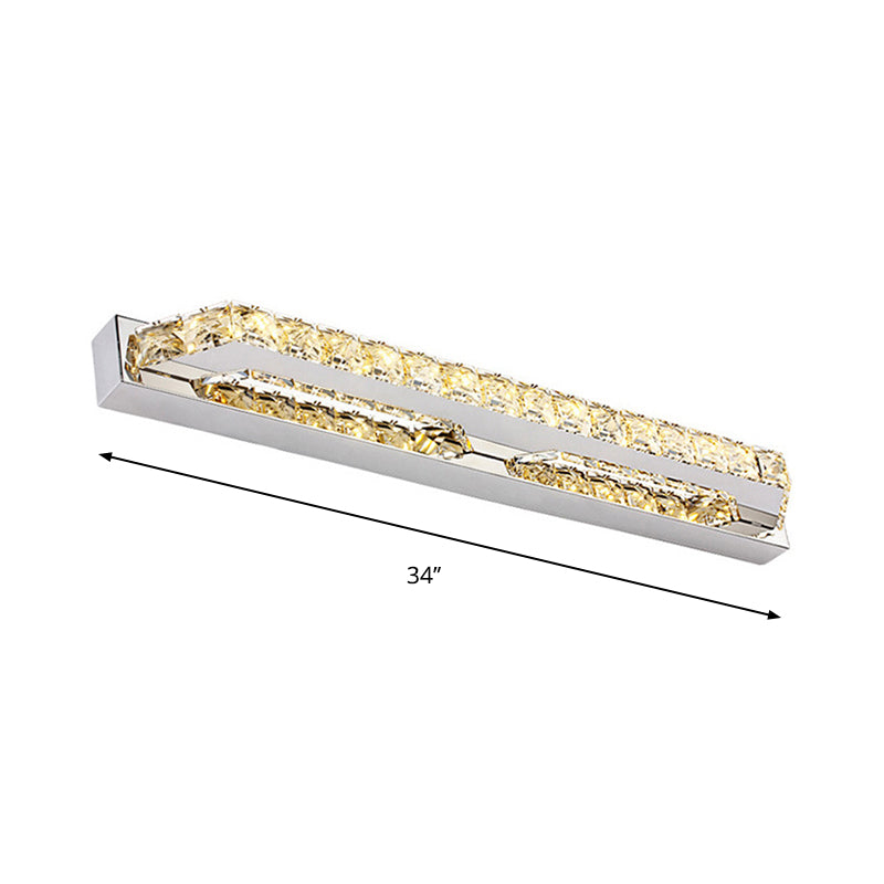 Skørter | Linear Bathroom Vanity Wall Lamp Clear/Seconds Crystal 16"/22" W LED Contemporary Wall Lamp in Warm/White Light