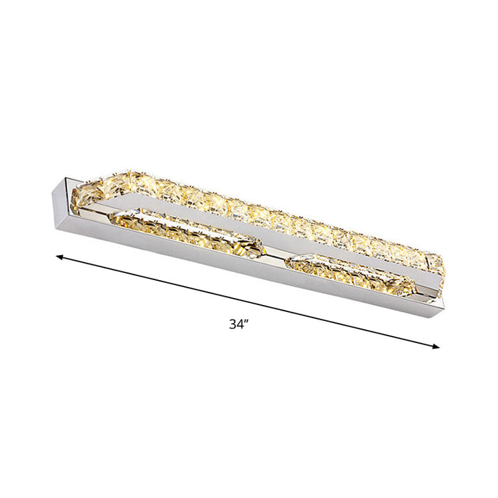 Skørter | Linear Bathroom Vanity Wall Lamp Clear/Seconds Crystal 16"/22" W LED Contemporary Wall Lamp in Warm/White Light