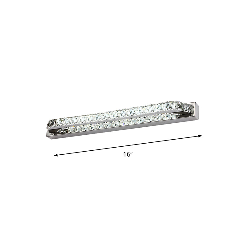 Skørter | Linear Bathroom Vanity Wall Lamp Clear/Seconds Crystal 16"/22" W LED Contemporary Wall Lamp in Warm/White Light