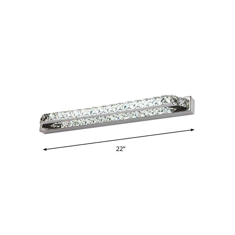 Skørter | Linear Bathroom Vanity Wall Lamp Clear/Seconds Crystal 16"/22" W LED Contemporary Wall Lamp in Warm/White Light