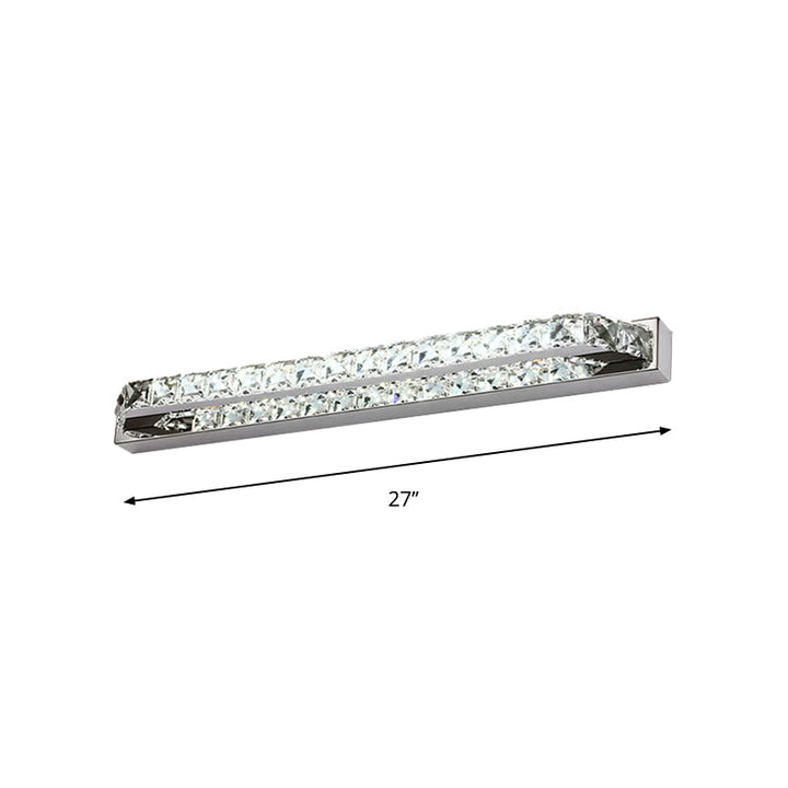 Skørter | Linear Bathroom Vanity Wall Lamp Clear/Seconds Crystal 16"/22" W LED Contemporary Wall Lamp in Warm/White Light