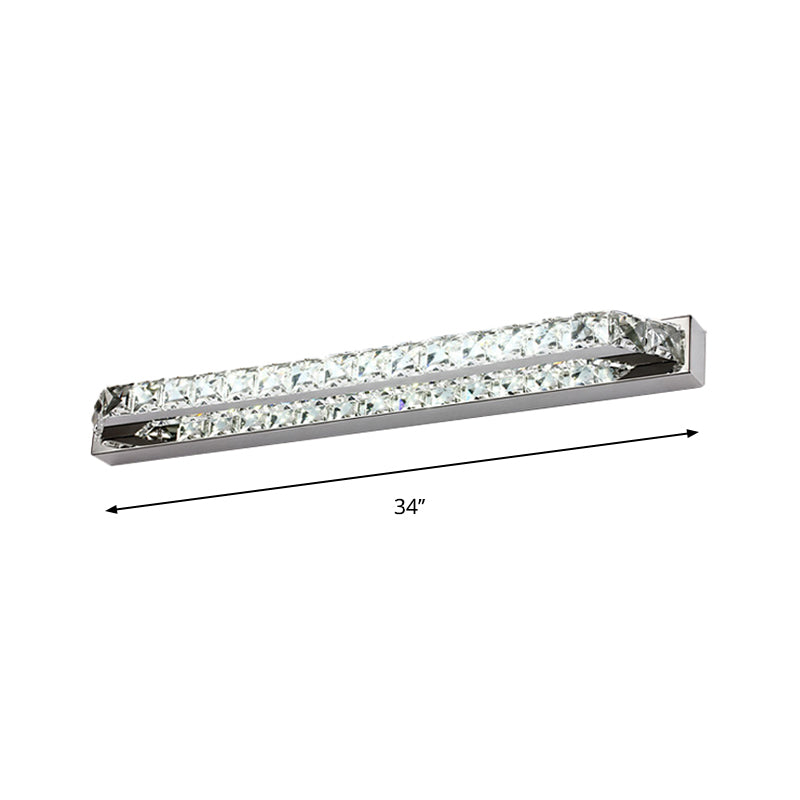 Skørter | Linear Bathroom Vanity Wall Lamp Clear/Seconds Crystal 16"/22" W LED Contemporary Wall Lamp in Warm/White Light