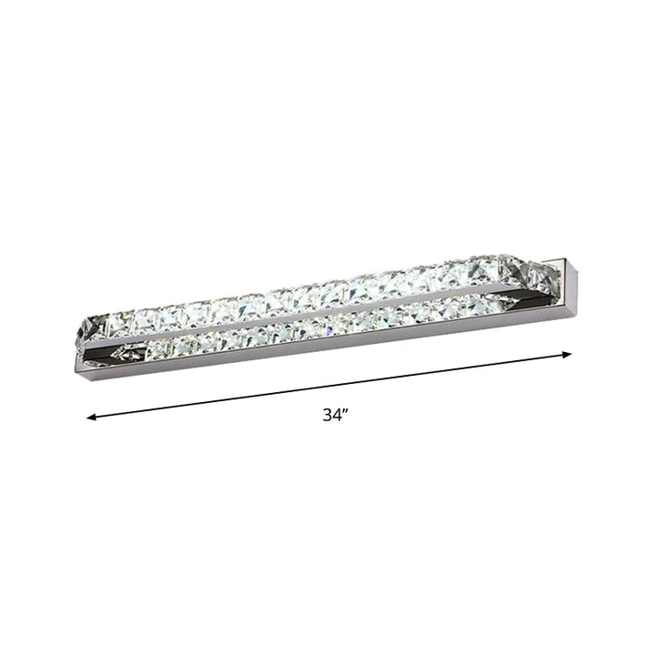 Skørter | Linear Bathroom Vanity Wall Lamp Clear/Seconds Crystal 16"/22" W LED Contemporary Wall Lamp in Warm/White Light