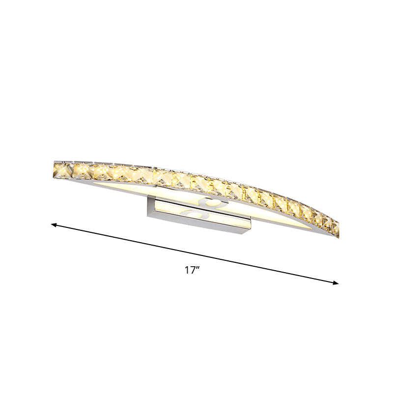 Lisslune | Flared Vanity Lighting Modern Style Clear/Champagne Crystal 17"/21" W LED Wall Lamp, Warm/White Light