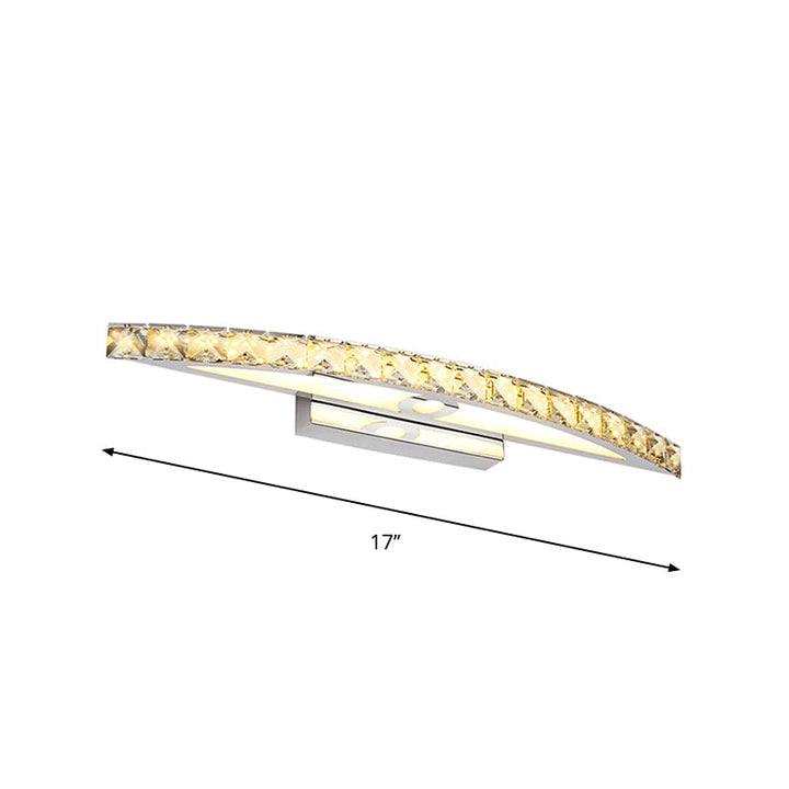 Lisslune | Flared Vanity Lighting Modern Style Clear/Champagne Crystal 17"/21" W LED Wall Lamp, Warm/White Light