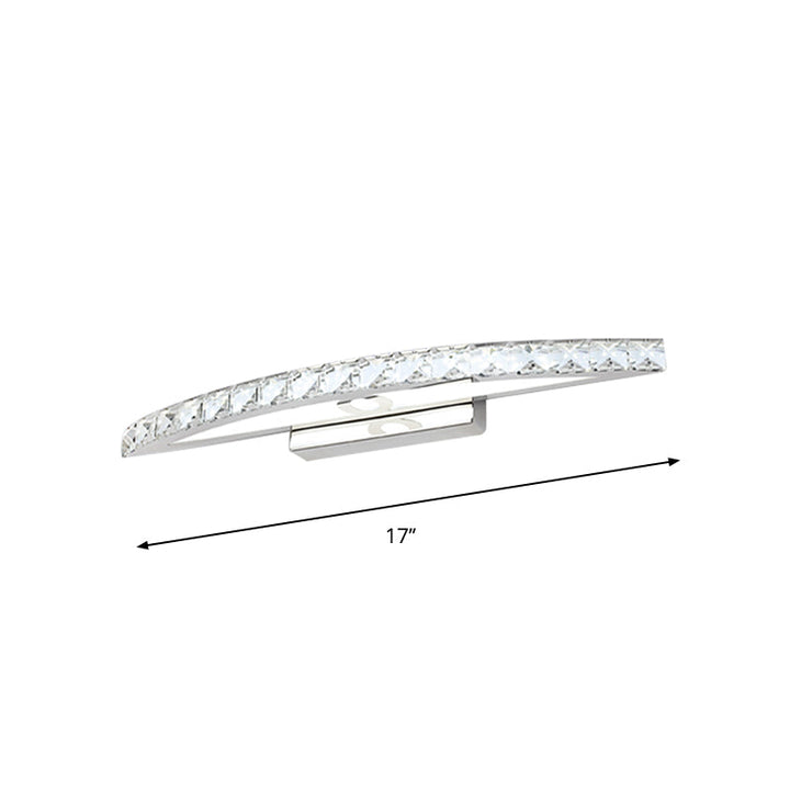 Lisslune | Flared Vanity Lighting Modern Style Clear/Champagne Crystal 17"/21" W LED Wall Lamp, Warm/White Light