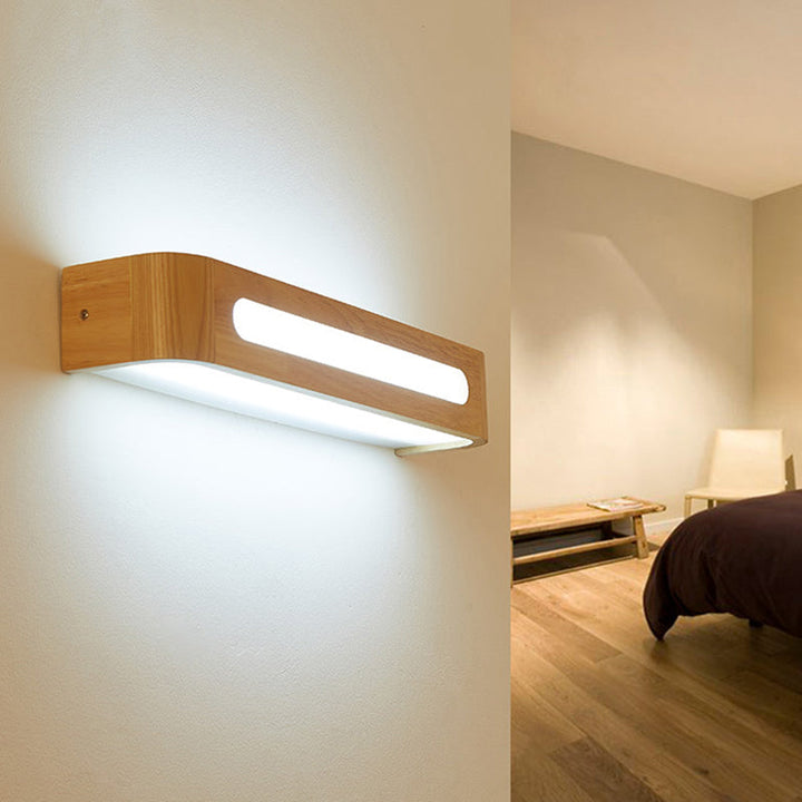 Skørter | Rectangular Wall Lighting Vanity Nordic Minimalist Style Wood Single Vanity Light