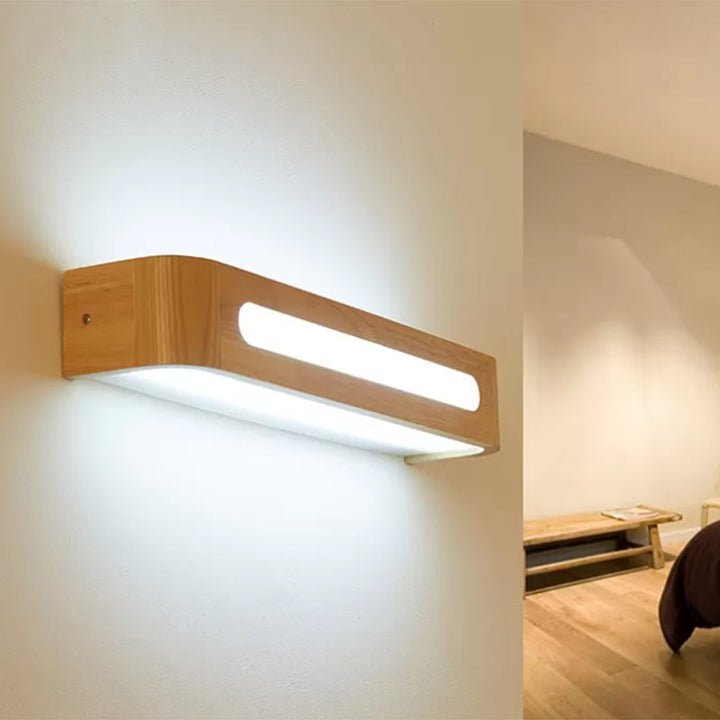 Skørter | Rectangular Wall Lighting Vanity Nordic Minimalist Style Wood Single Vanity Light