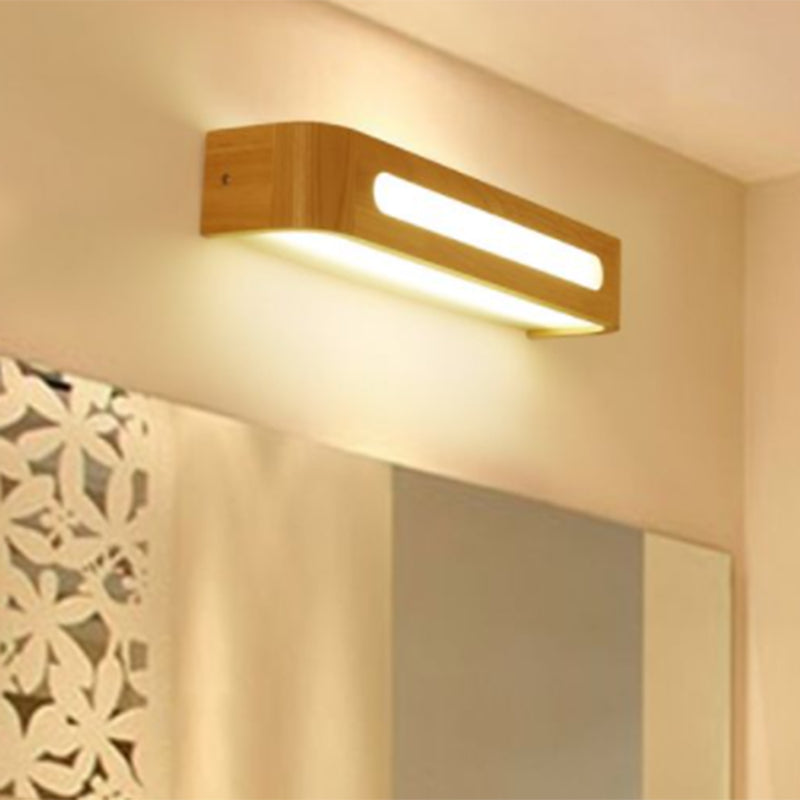 Skørter | Rectangular Wall Lighting Vanity Nordic Minimalist Style Wood Single Vanity Light