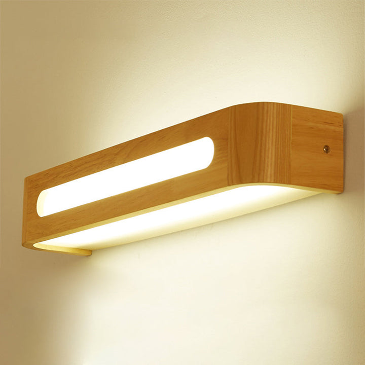 Skørter | Rectangular Wall Lighting Vanity Nordic Minimalist Style Wood Single Vanity Light