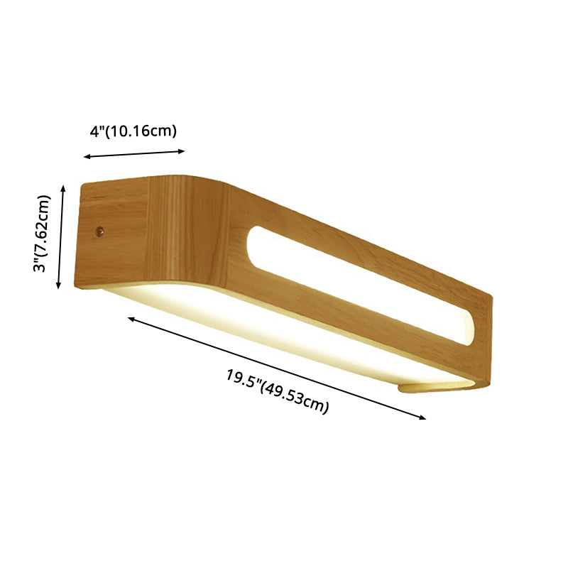 Skørter | Rectangular Wall Lighting Vanity Nordic Minimalist Style Wood Single Vanity Light