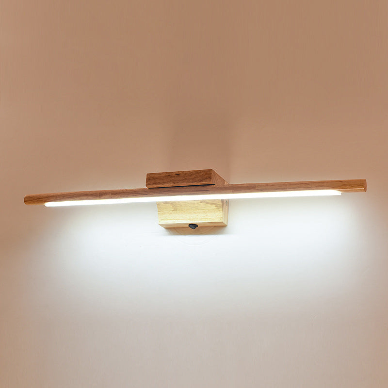 Skørter | Linear Vanity Wall Lamp Modern Minimalistic Style Wood Single Vanity Lamp